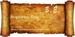 Bogdányi Éva névjegykártya